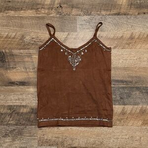Y2K deadstock sequin bead fairy boho cami top